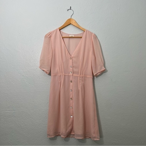 Wilfred Aritzia Freya button front baby pink Dress - Picture 2 of 4